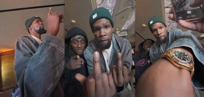 再打一年就退役！杜兰特退休言论引热议 冲镜头竖中指+炫名表太嗨(图2)